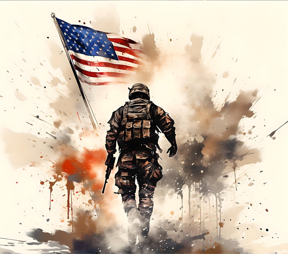 Soldier American Flag Explosion