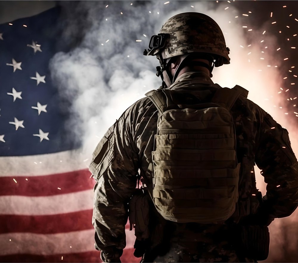 Patriotic Soldier With American Flag