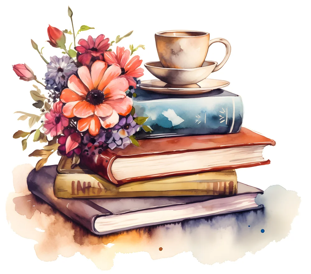 Floral Books and Tea