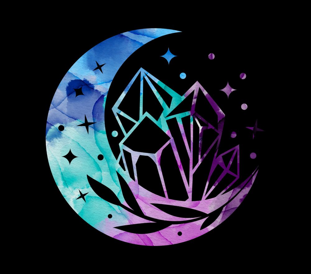 Watercolor Crystal Moon Galaxy