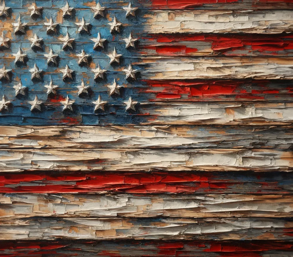 Distressed Wooden American Flag