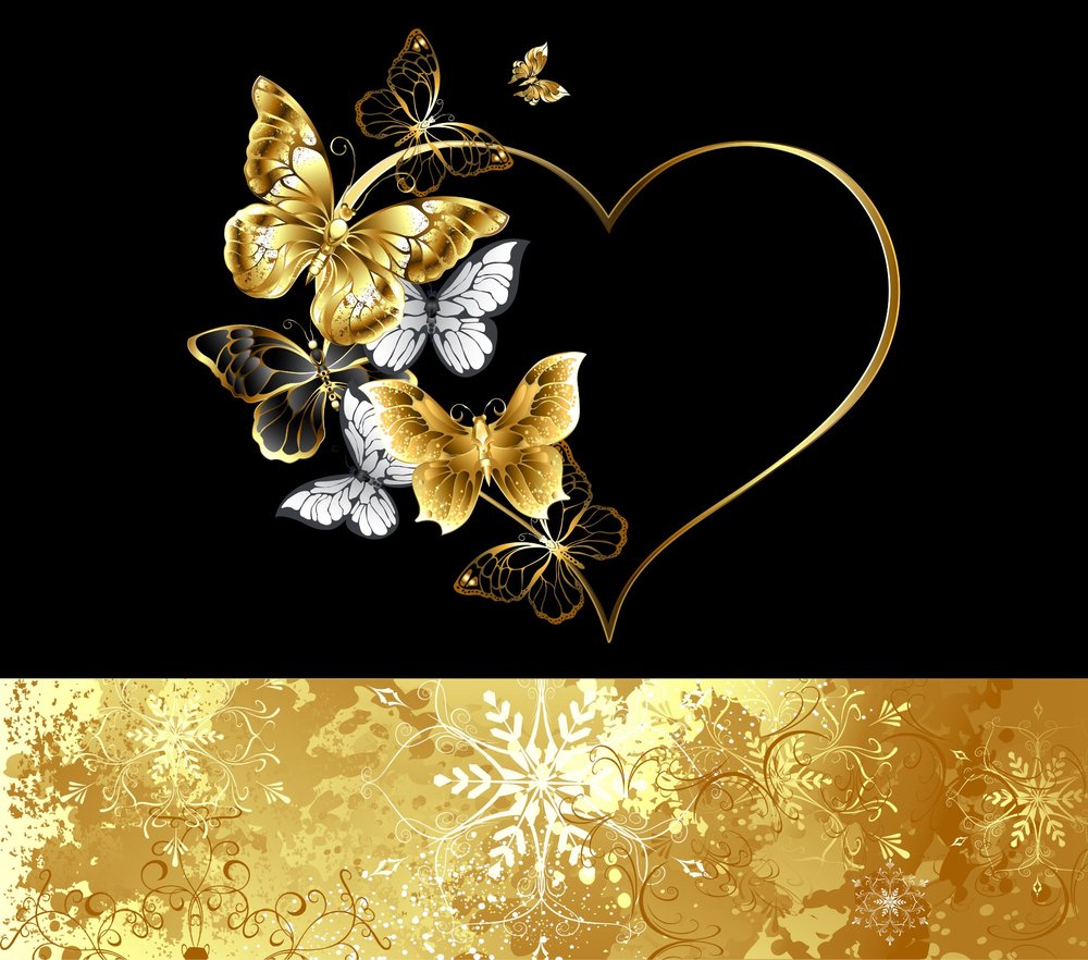 Gold Butterflies Heart Frame