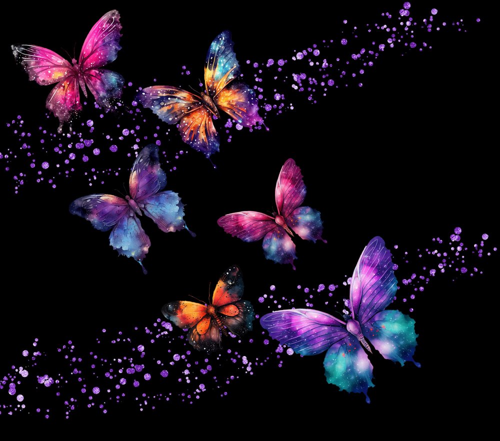 Galaxy Butterflies With Sparkles