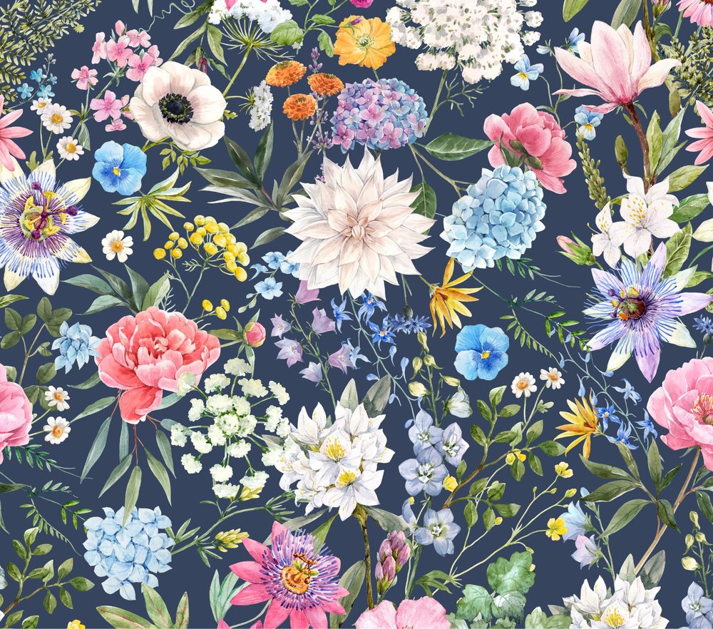 Botanical Floral Garden Navy