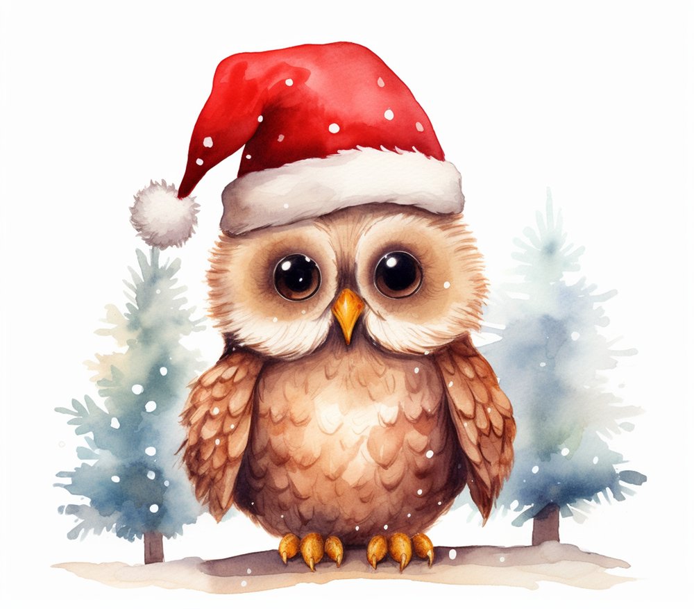 Christmas Owl Santa Hat