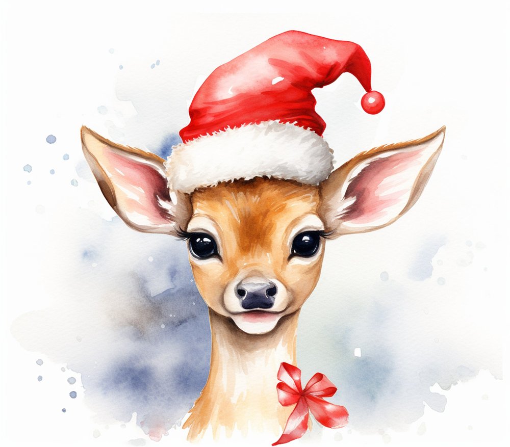 Santa Deer with Red Bow