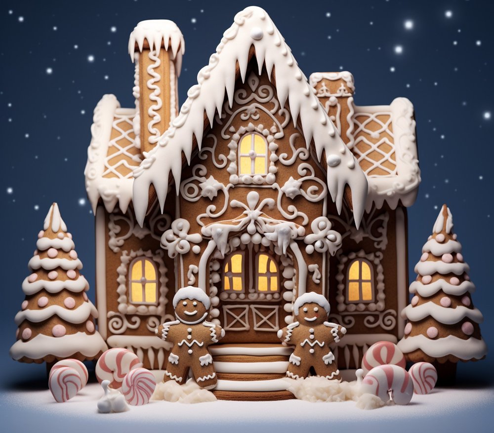 Gingerbread House Christmas Scene