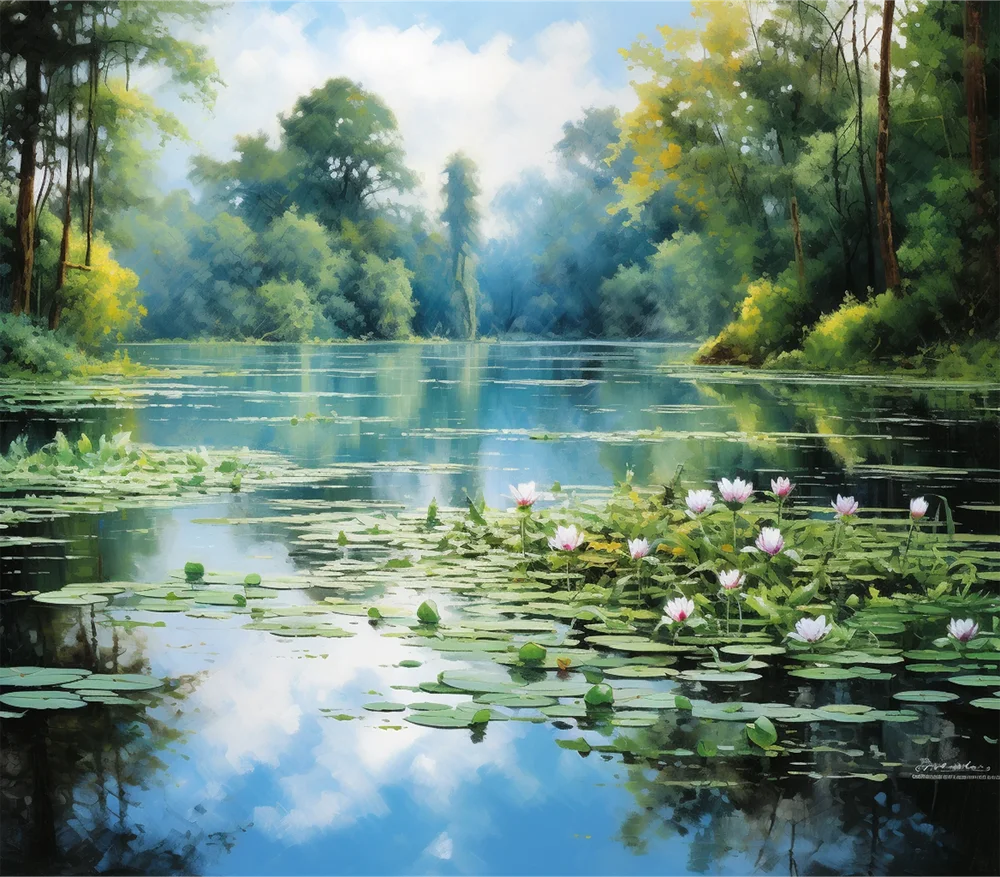 Serene Lily Pond Forest