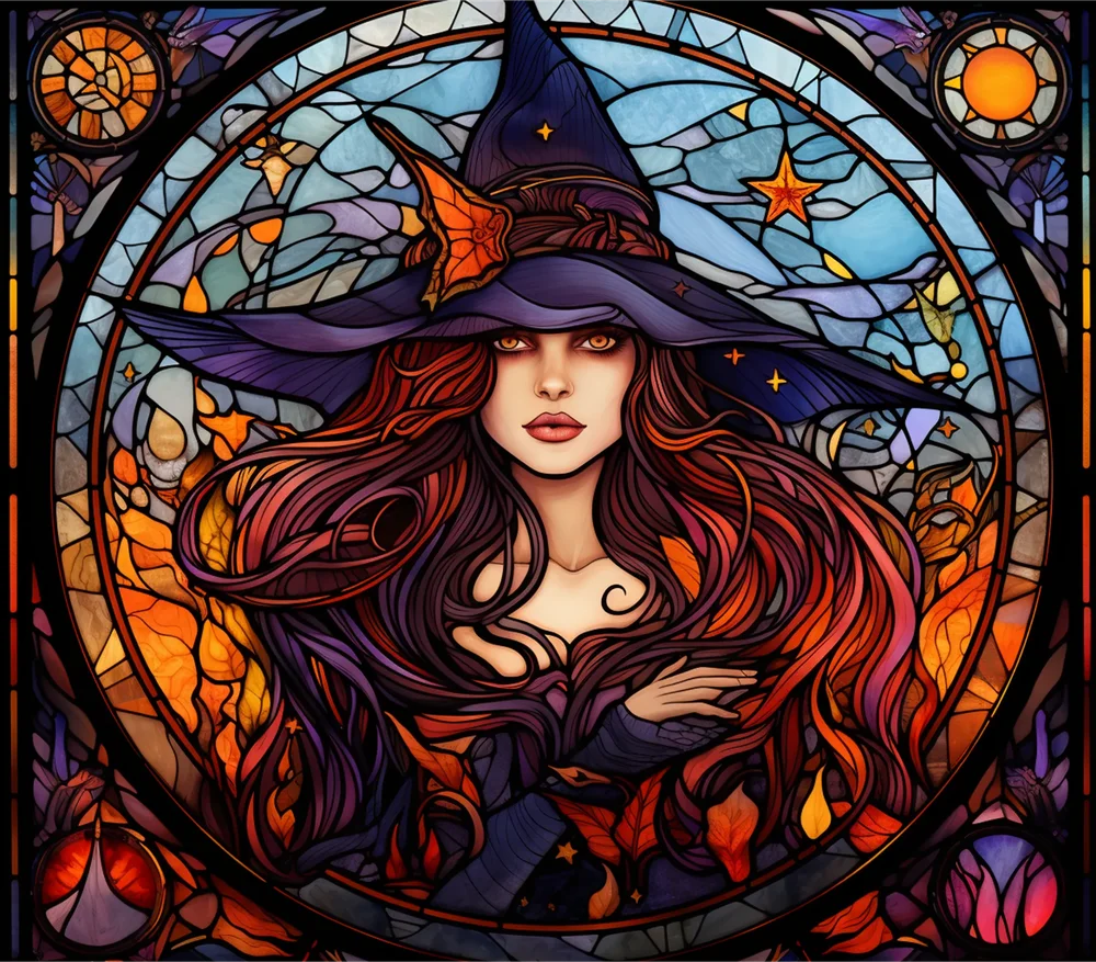 Stained Glass Witch Portrait