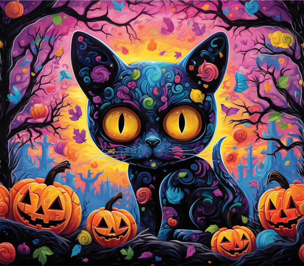 Mystical Black Cat Halloween
