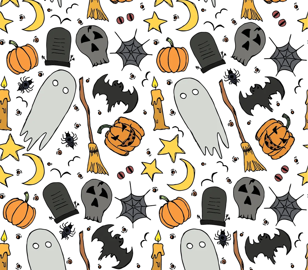 Halloween Doodle Seamless Pattern