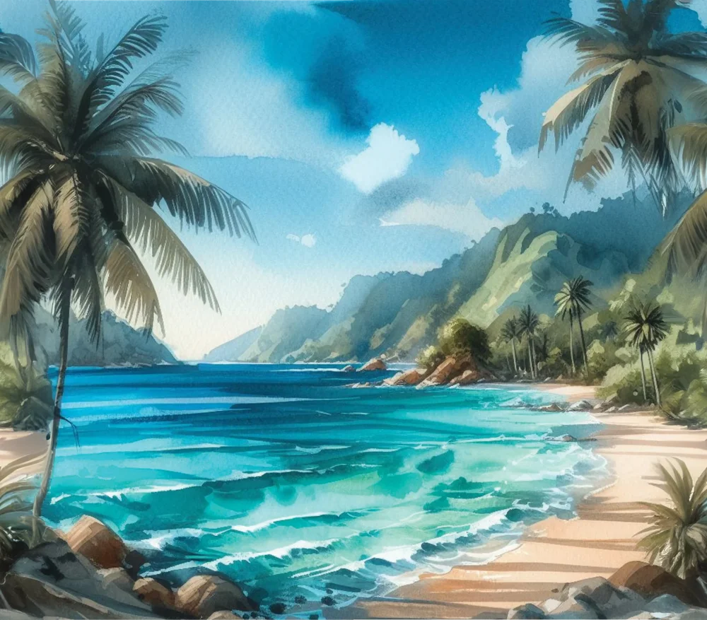 Tropical Beach Cove Landscape