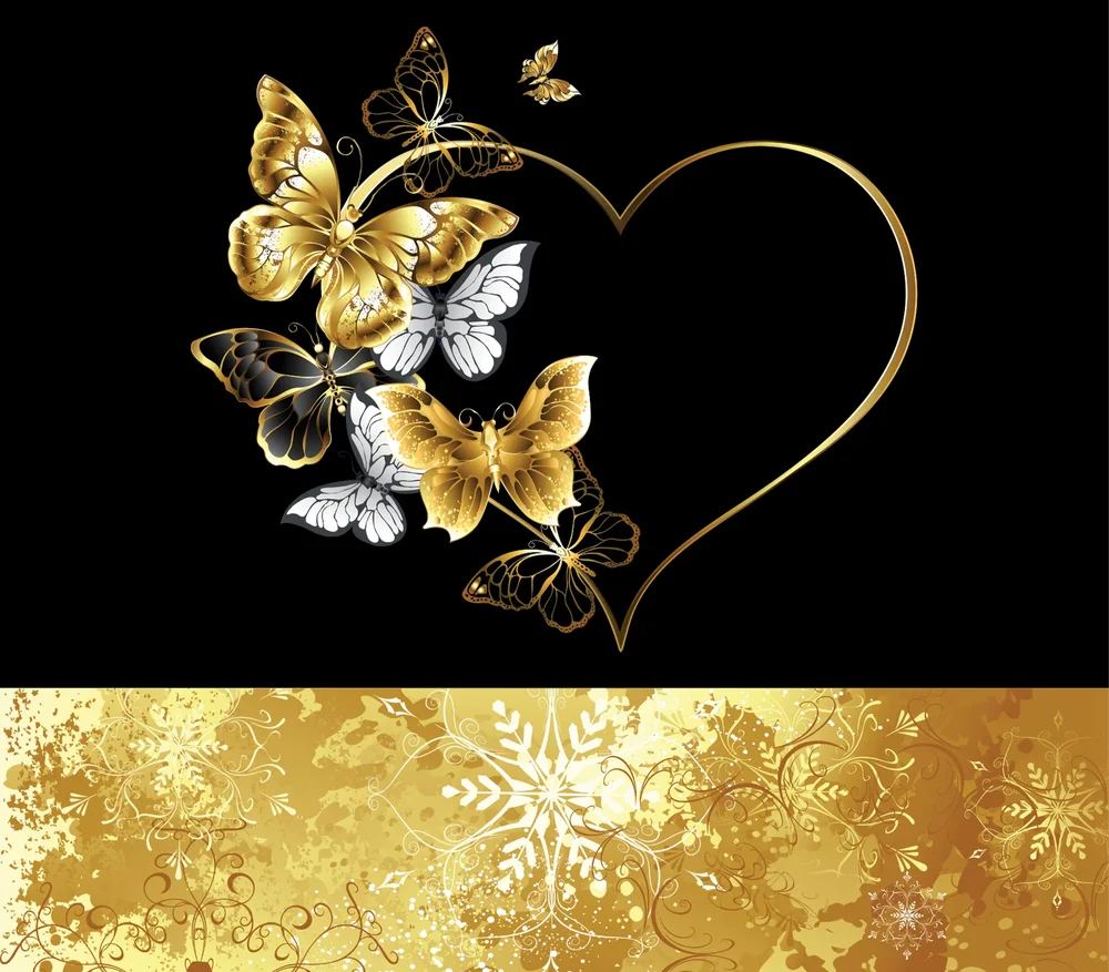 Golden Butterflies Heart Frame