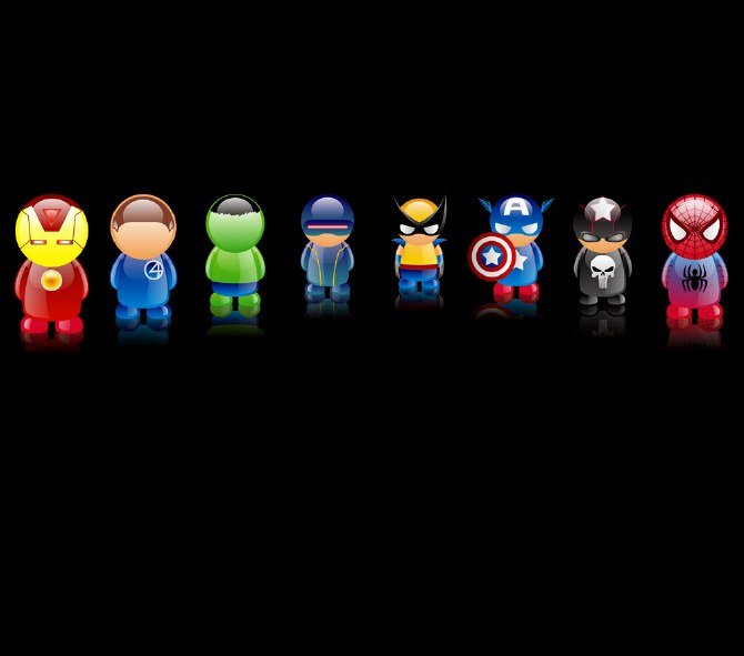 Marvel Superhero Characters Row