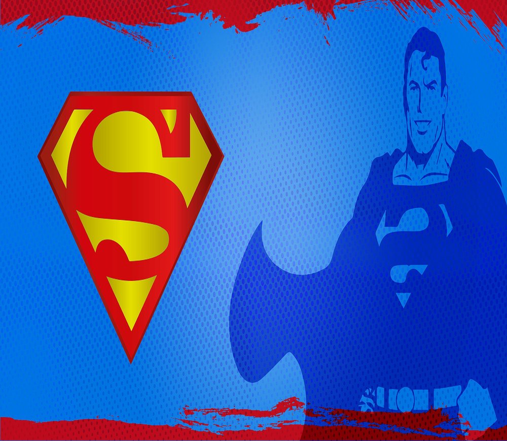 Superman Logo and Portrait Pop Art