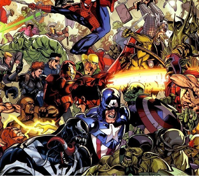 Marvel Heroes Battle Collage