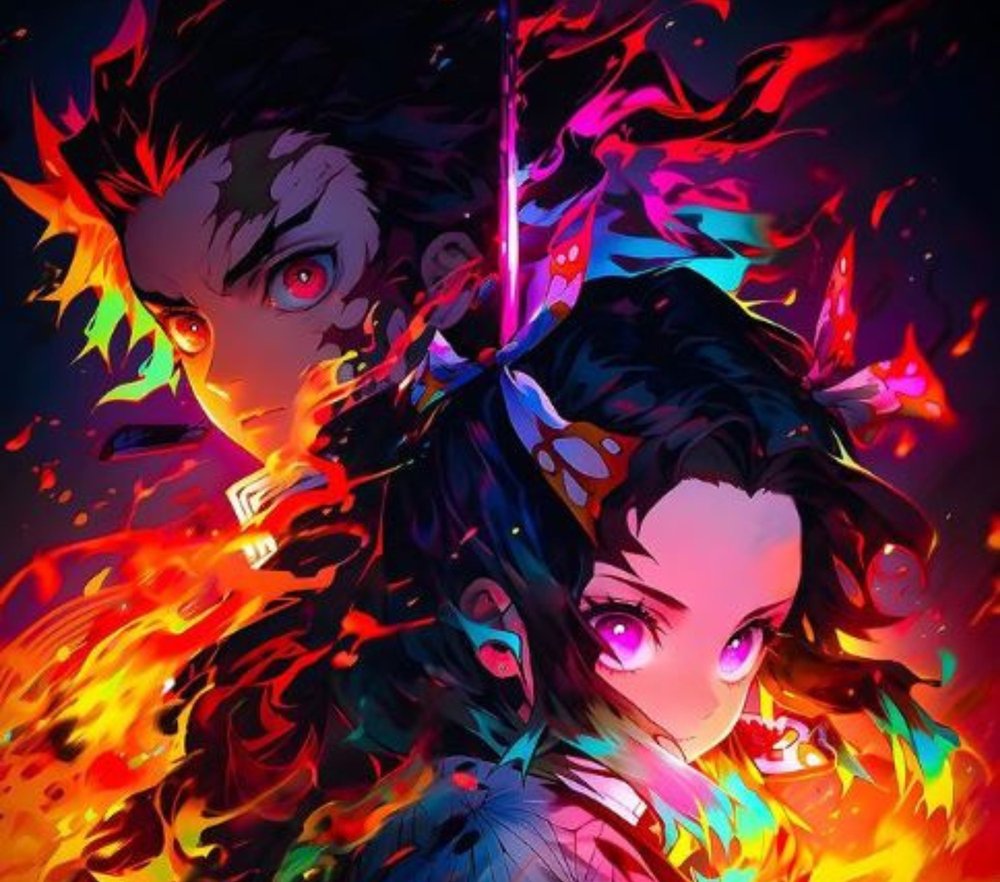 Anime Fire Warriors Neon Explosion
