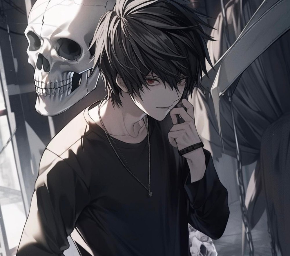 Anime Boy with Skull Aesthetic
