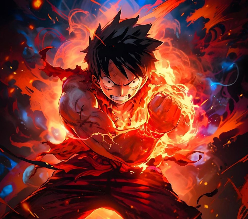 Fiery Anime Battle Character