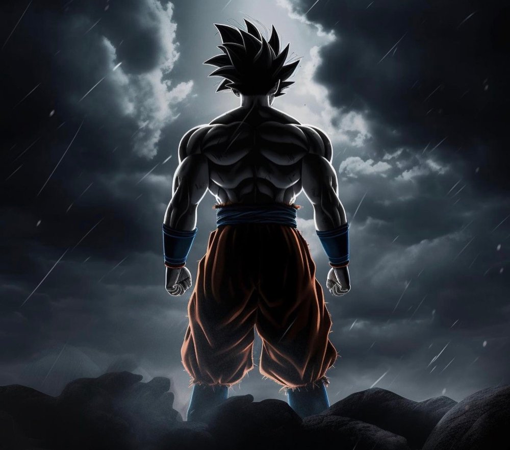 Goku Stormy Sky Silhouette