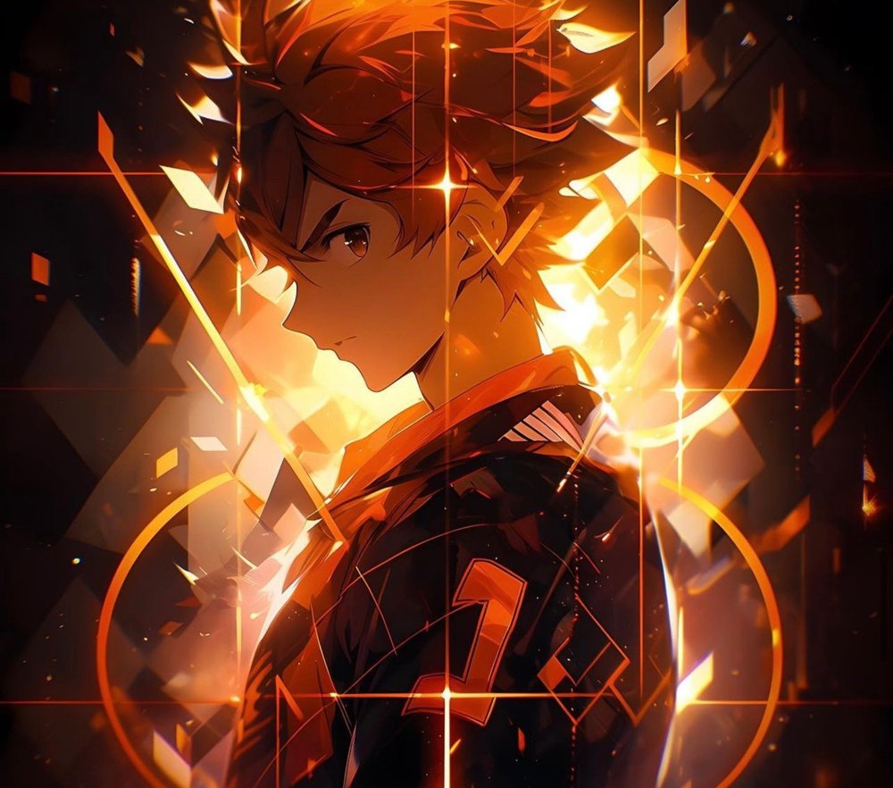 Anime Fire Character Glowing Portrait