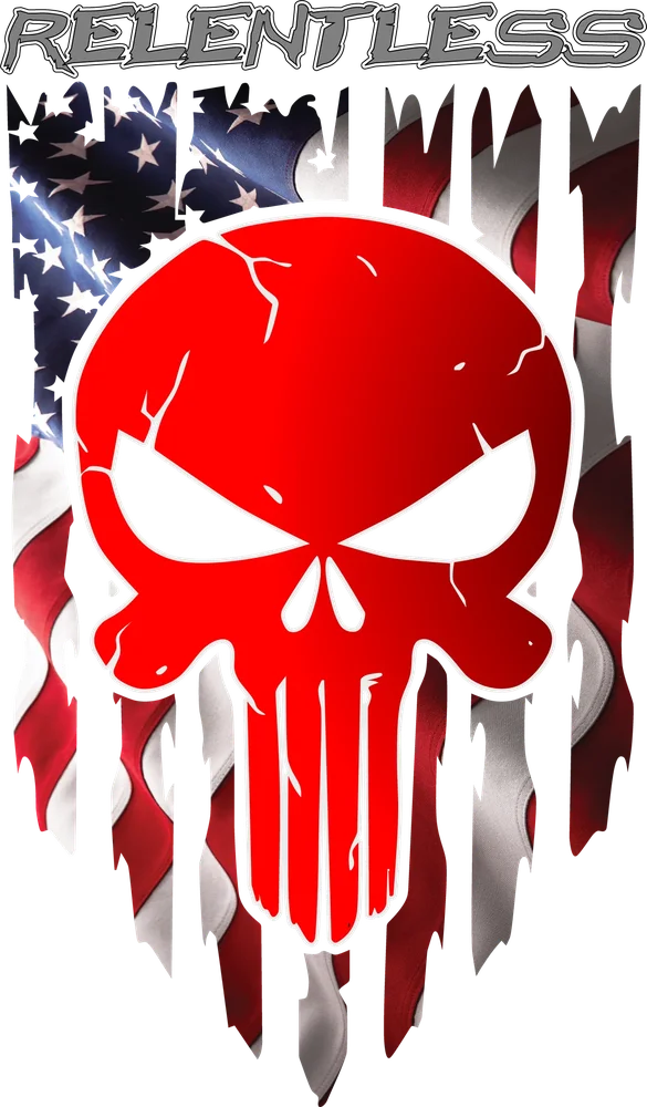 Relentless Patriotic Skull — Multicolor Distressed