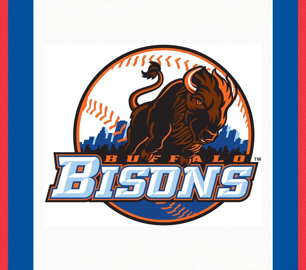 Buffalo Bisons Baseball Logo — White Retro