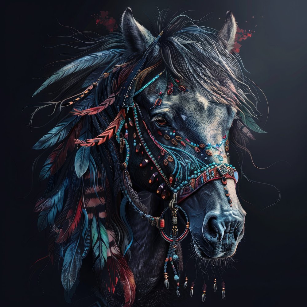 Spirit Horse With Feathered Headdress