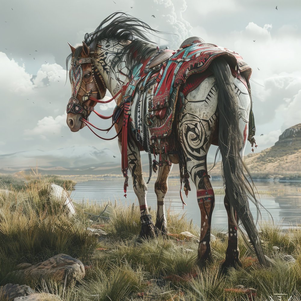 Ornate Horse Riverside Landscape