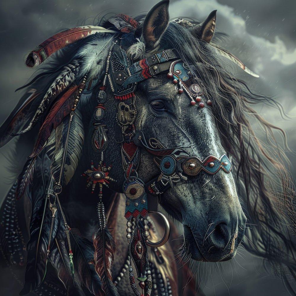 Ornate Tribal War Horse — Multicolor Digital Art