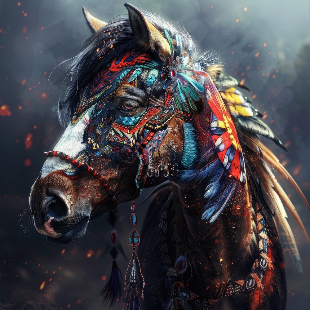 Ornate War Horse Portrait