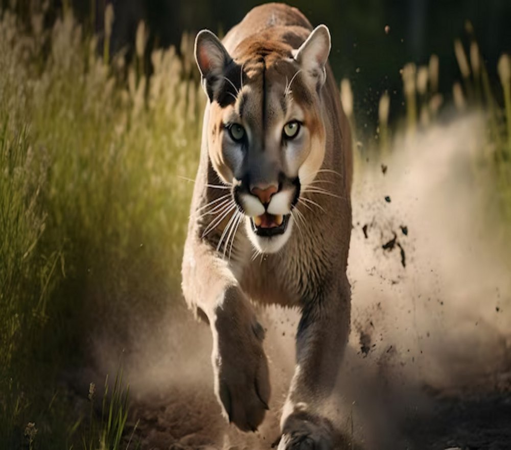 Mountain Lion Running Dust