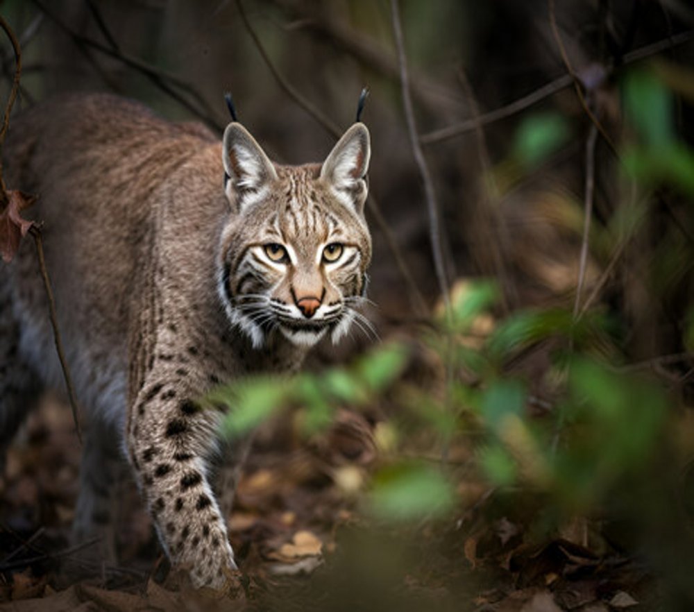 Lynx Staring Through Wilderness