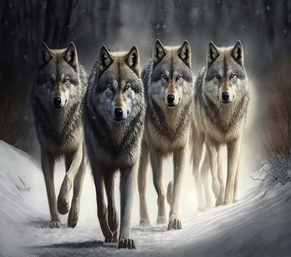 Wolf Pack Winter Snow