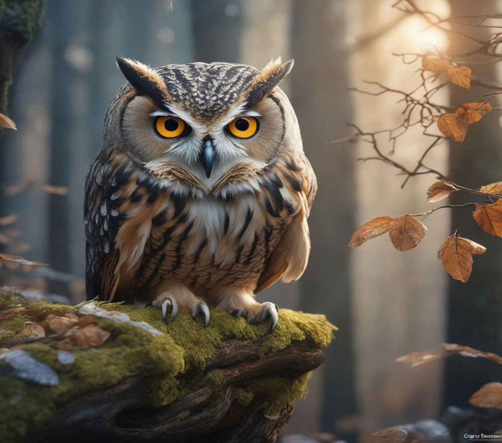 Forest Owl Autumn Portrait