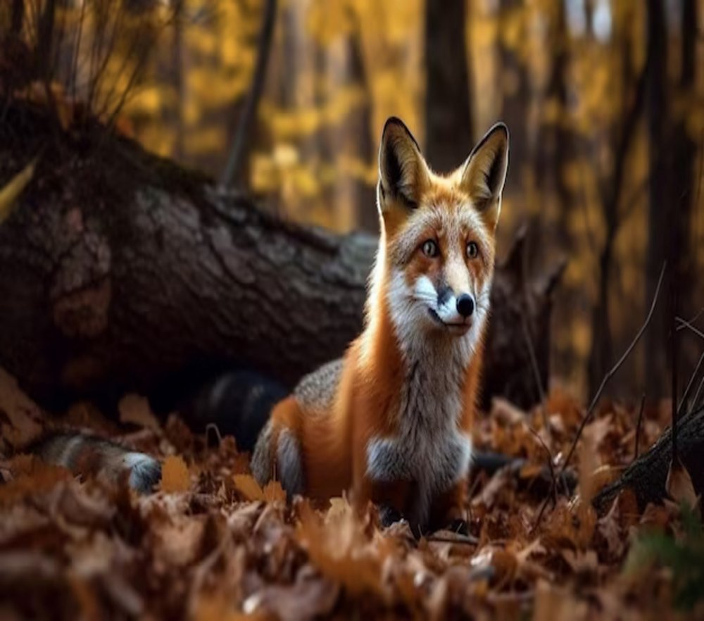 Fox in Autumn Forest