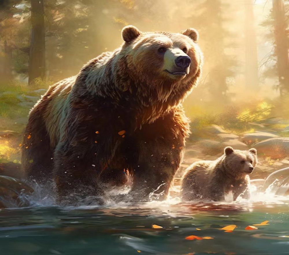 Bear Family Forest Stream