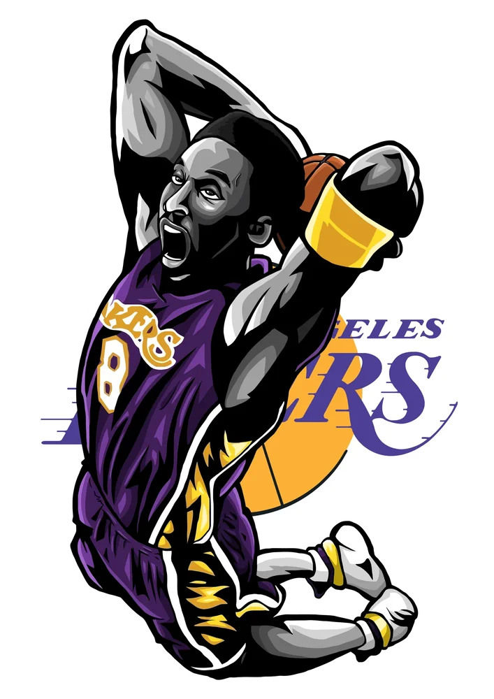 Kobe Bryant Lakers Dunk — Multicolor Cartoon 2