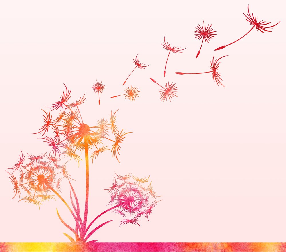 Watercolor Dandelion Blowing Away