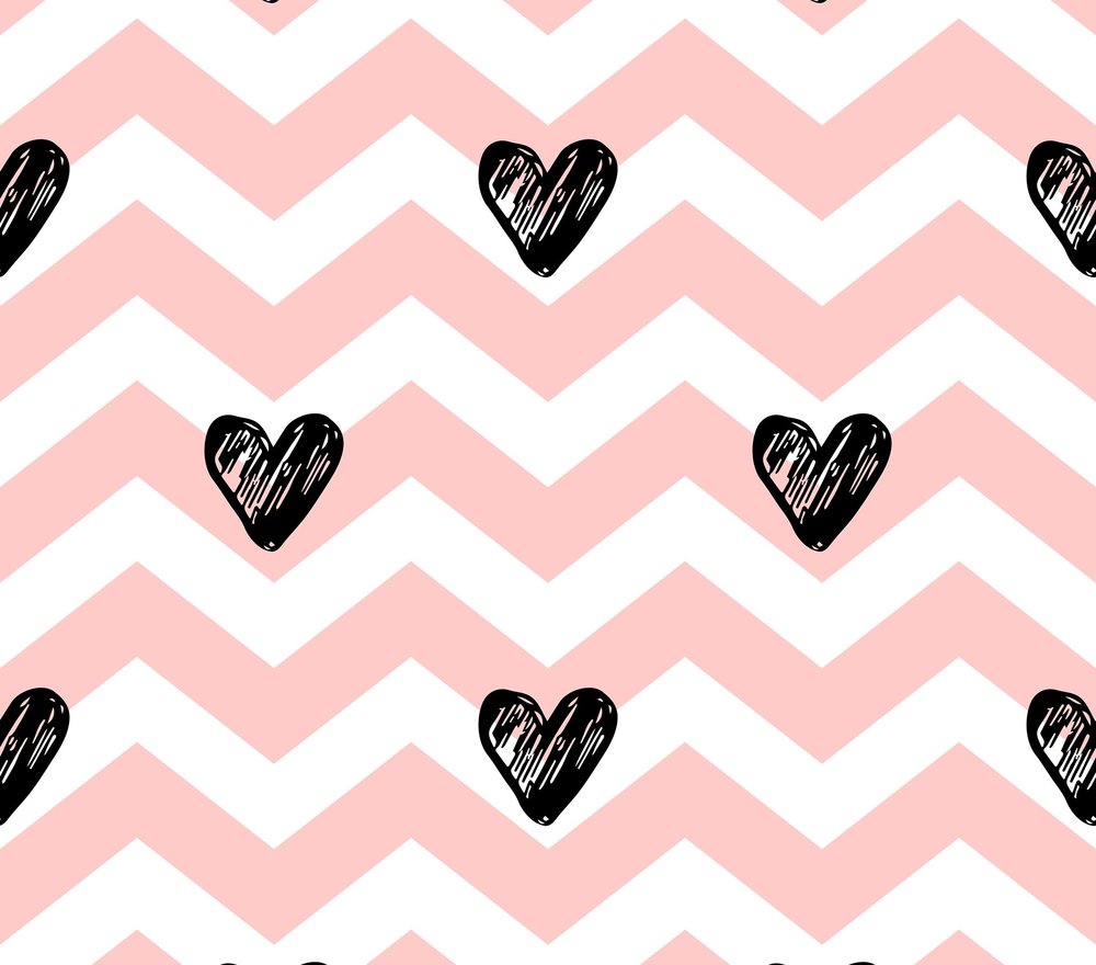 Pink Chevron Hearts Seamless Pattern