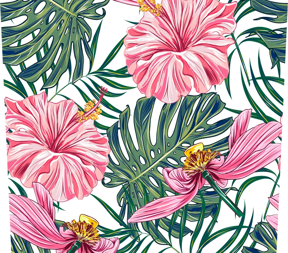 Tropical Hibiscus Monstera Pattern