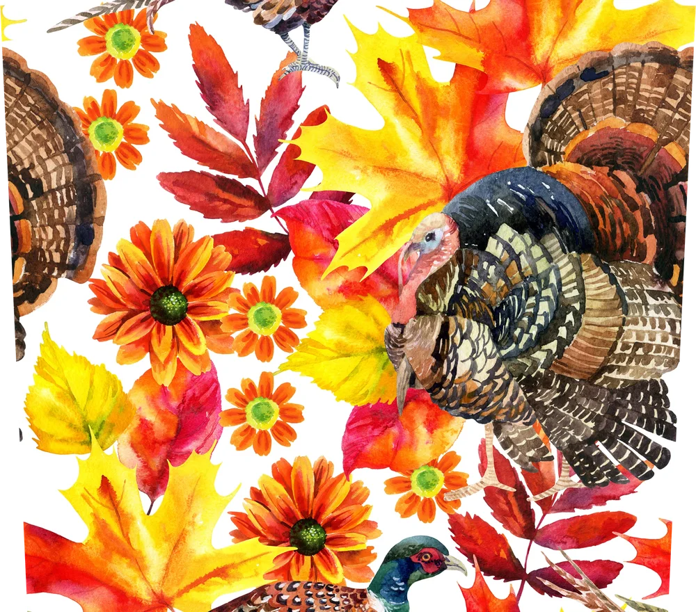 Autumn Turkey With Fall Flowers