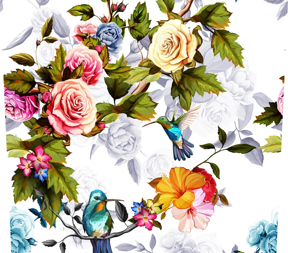 Hummingbirds and Floral Garden