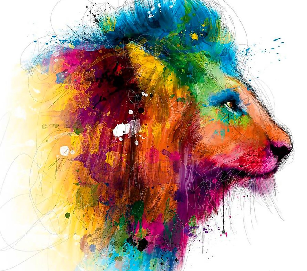 Colorful Watercolor Lion Head