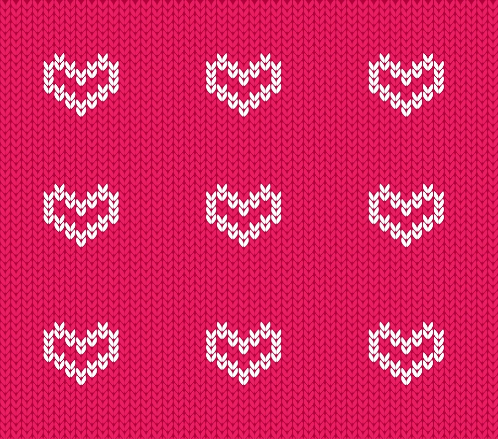 Knitted Hearts Pattern — Red Knitted