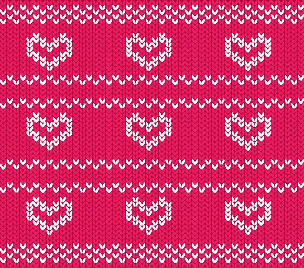 Knitted Hearts Seamless Pattern — Red Knitted