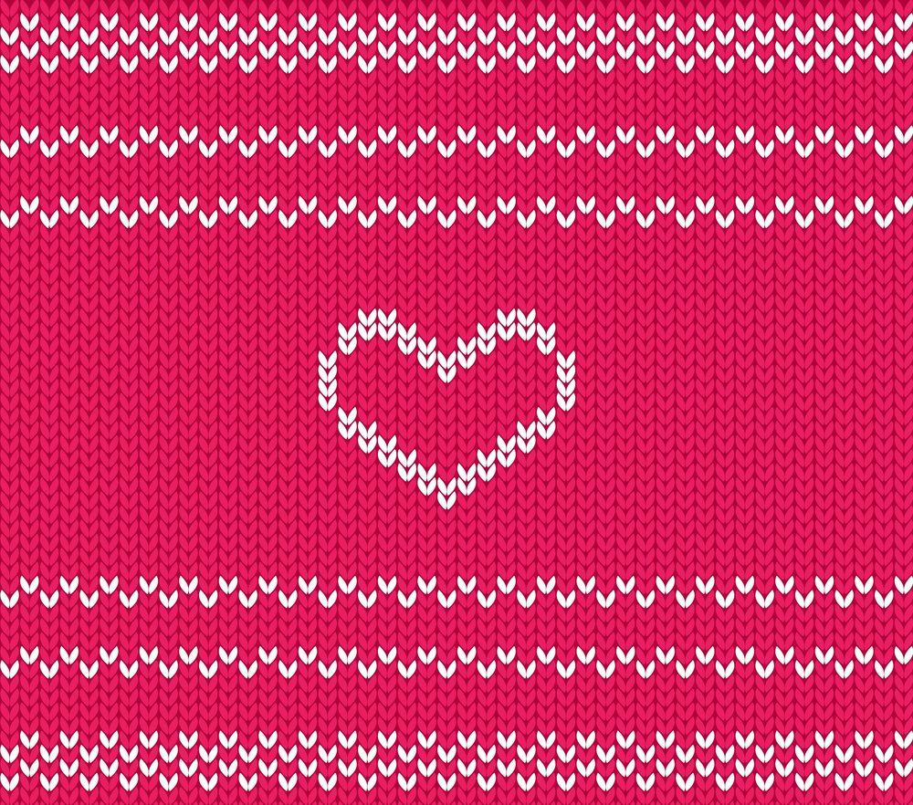 Knitted Hearts Seamless Pattern — Red Seamless Pattern