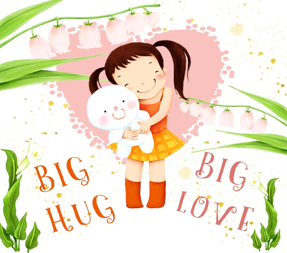 Girl Hugging Cloud Big Love