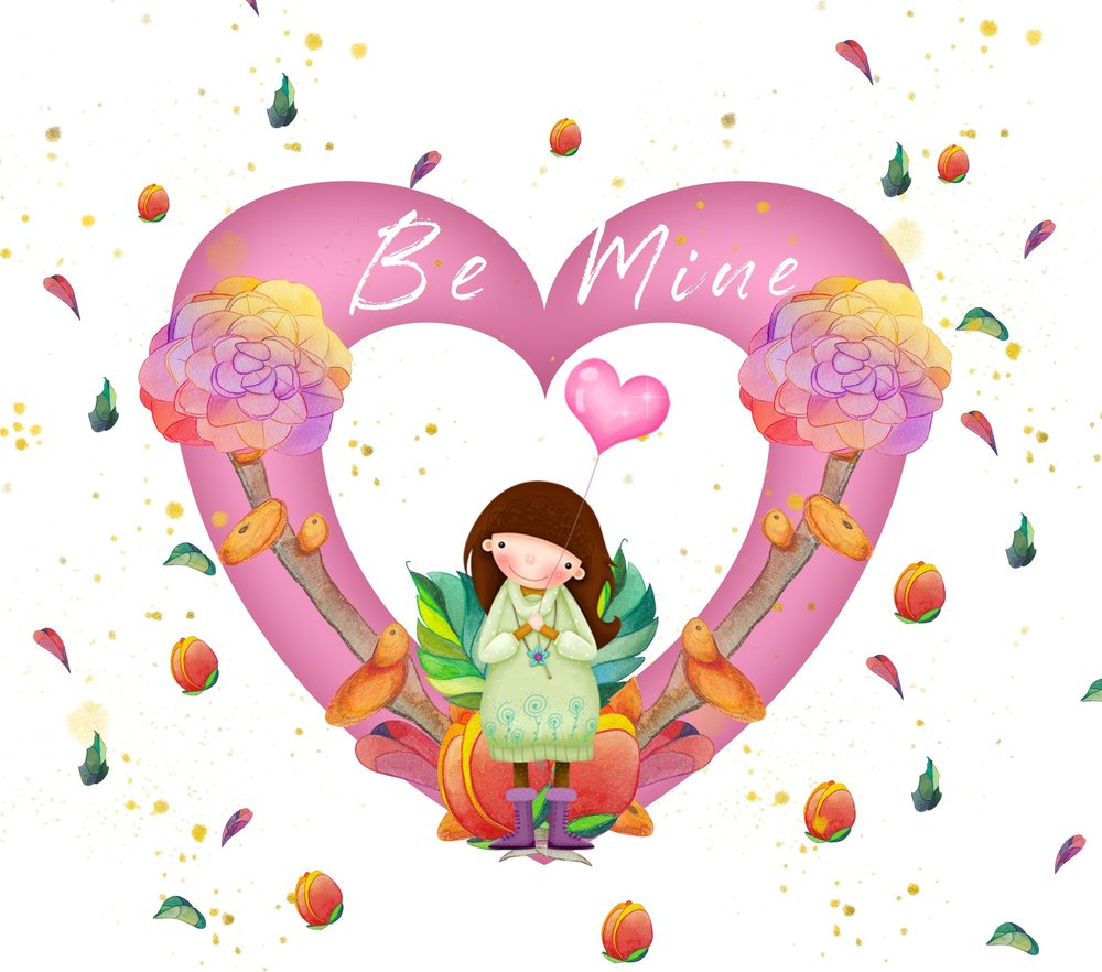 Be Mine Girl With Flowers