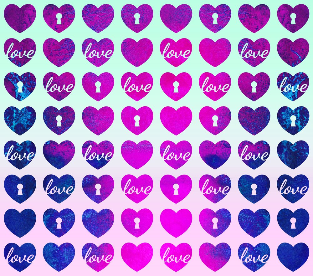 Watercolor Love Hearts — Multicolor Watercolor 2